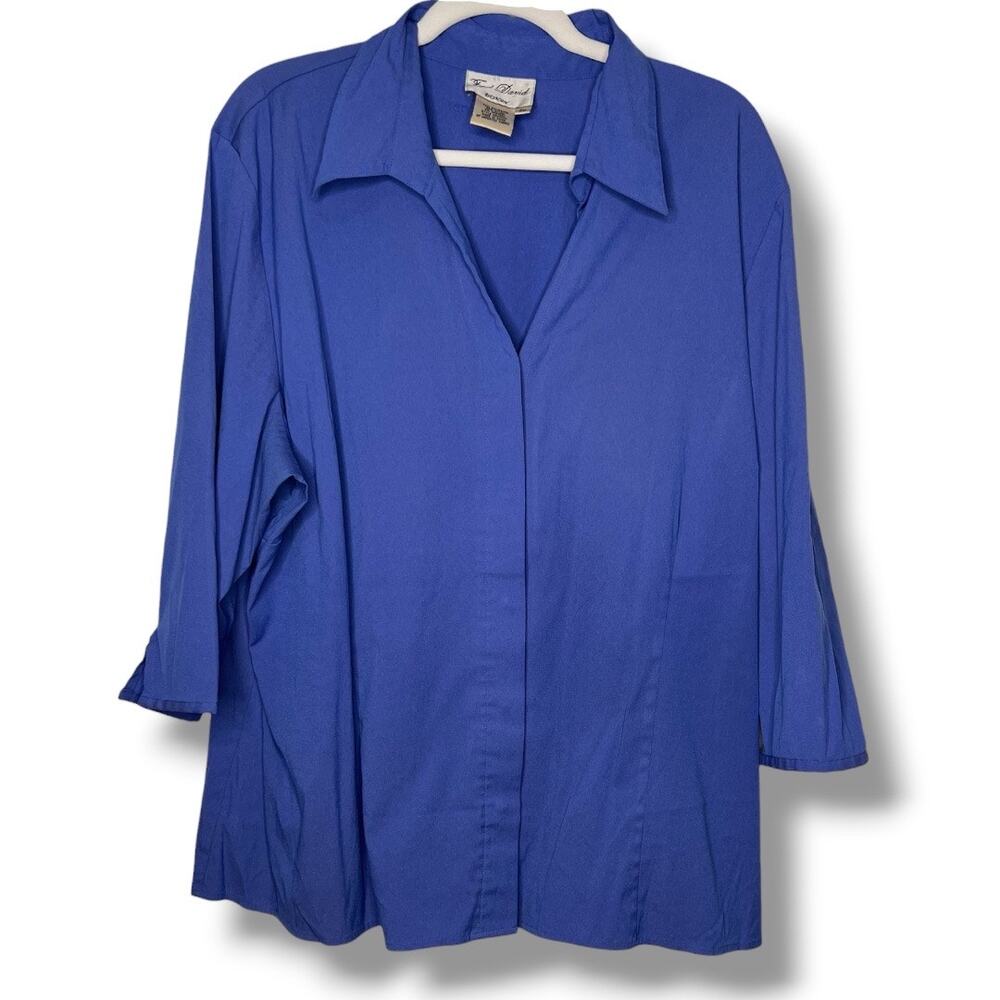 Vintage 1990 Fred David Blue Button Down Long Sleeve Shirt 2X